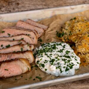 Kalbskotelett vom Grill mit Parmesan-Kartoffeln