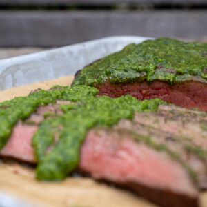 Flanksteak mit Bärlauchpesto vom Grill